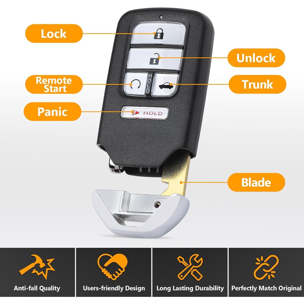 Yewong สมาร์ทคีย์ Fob Keyless Prox รีโมทสําหรับ Honda Accord 2016 2017 2018 ACJ932HK1310A 72147-T2G-