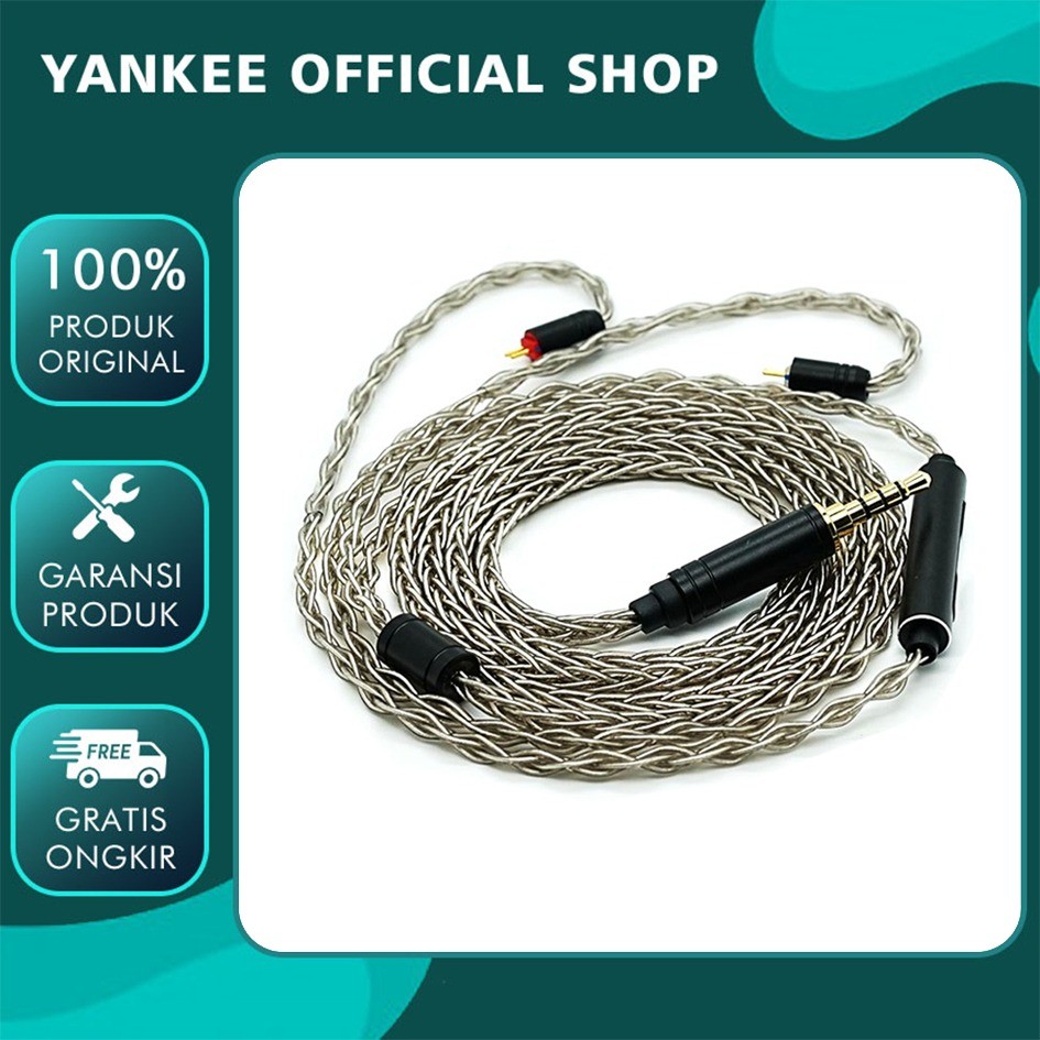 XINHS 8 Core ทองแดงชุบเงิน 3.5 มม./USB Type C อัพเกรดสายพร้อมไมโครโฟนสาย IEM