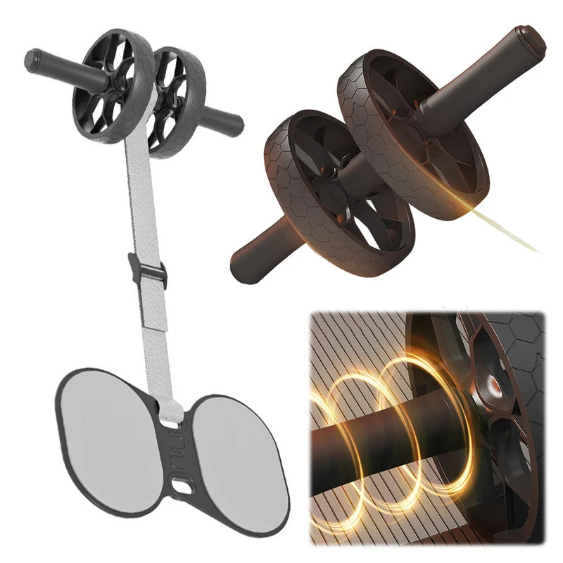 Ab Roller Wheel Abdominal Exercise Roller with Elastic Band & Mat Abdominal Muscle Trainer Ab Exerci