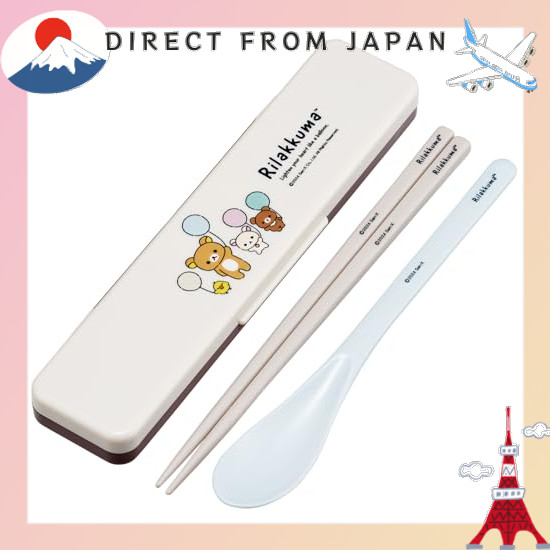 【From Japan】 Skater Chopsticks Spoon Combi Set 18cm Antibacterial finish Lunchbox for adults with si