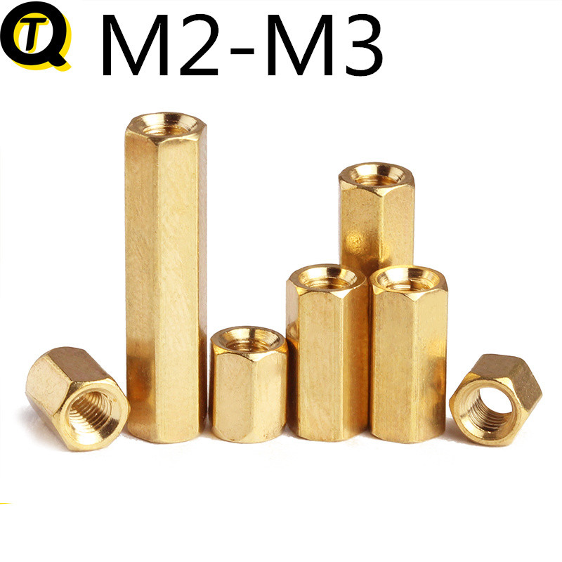 M2M2.5M3 ทองแดงหกเหลี่ยมคอลัมน์เมนบอร์ดสกรู Double-Pass แยกคอลัมน์แบนทองแดง Bolt Nut สนับสนุน Bolt