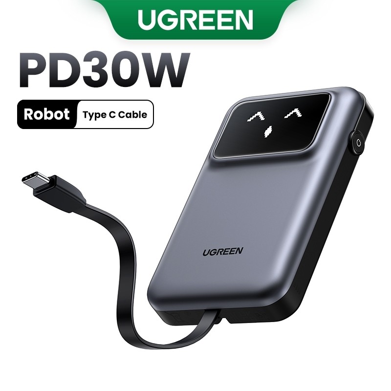 UGREEN UNO Robot 10000mAh สายเคเบิล USBC ในตัว PD30W Fast Charging Power Bank Powerbank สําหรับ iPho