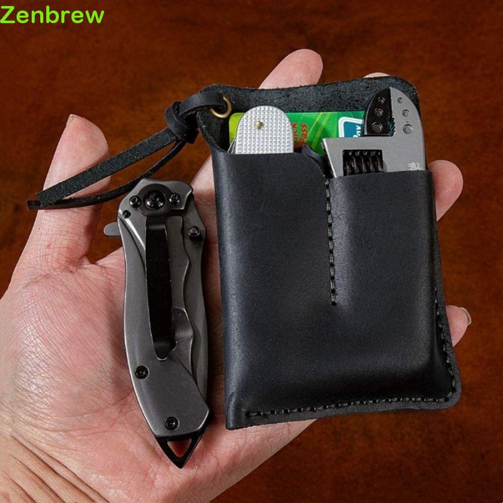 ZENBREW​ หนัง EDC Organizer,เข็มขัดหนังคลิปเครื่องมือกลางแจ้งกระเป๋า,แบบพกพา 3 กระเป๋าสีดํา/สีน้ําตา