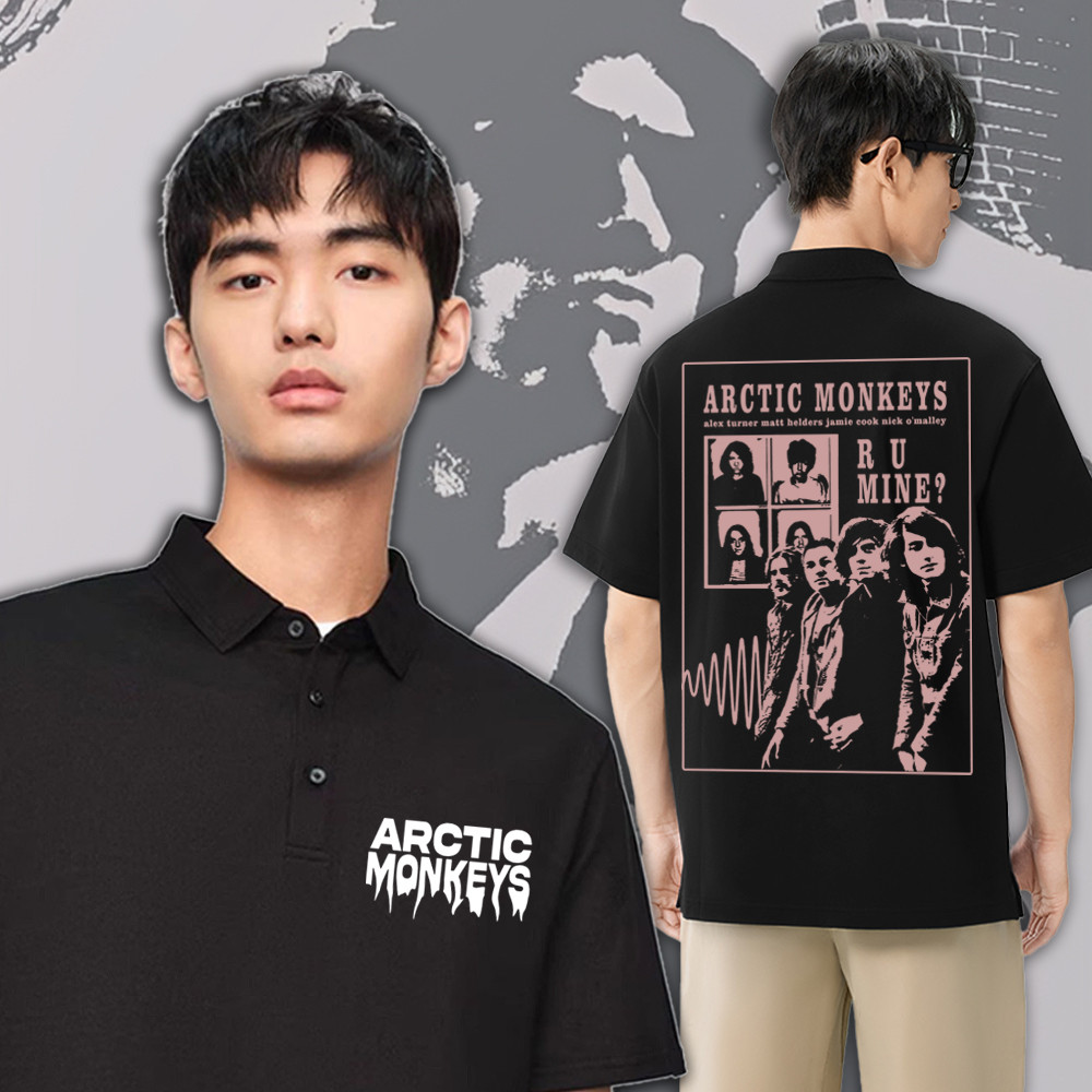 M-3XL🙈Arctic Monkeys Poloเสื้อโปโลสบายๆ Arctic Monkeys🙈 ของที่ระลึกเสื้อโปโลแขนสั้นพิมพ์ผ้าฝ้ายระบาย