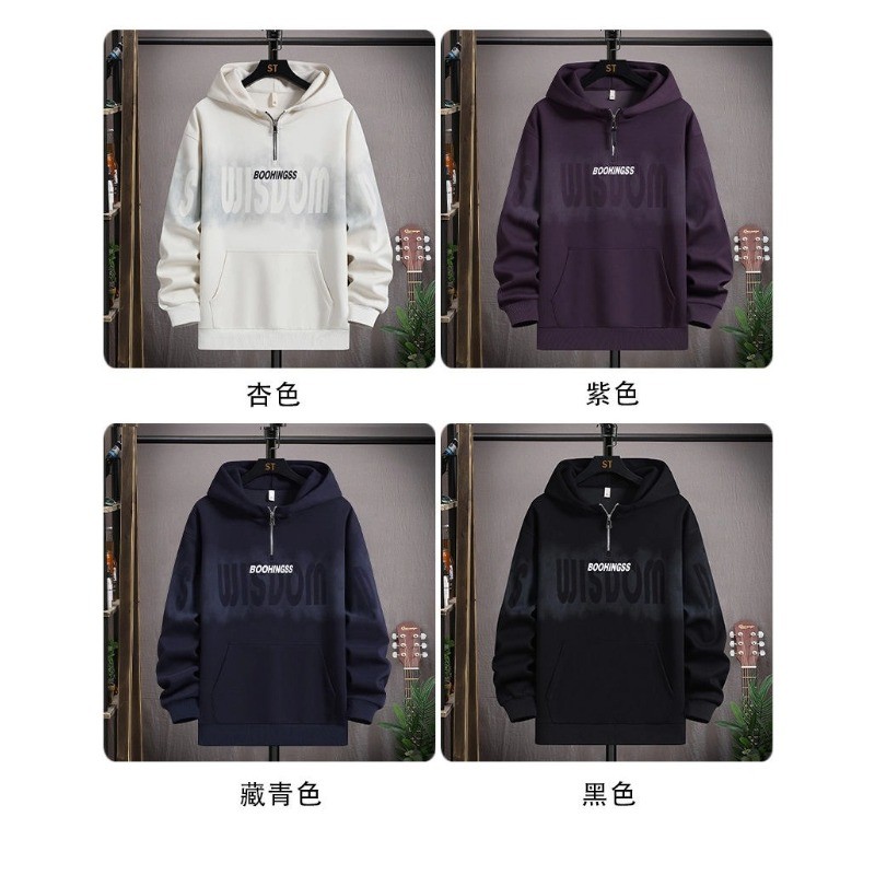 เสื้อกันหนาวครึ่งซิป ม-8เอ็กแอล สไตล์เกาหลี อินเทรนด์ หลวมสบาย มีหมวก สำหรับผู้ชาย ราคา ถูกที่สุด ดีลบีเคเค แกลเลอรีภาพที่ 9
