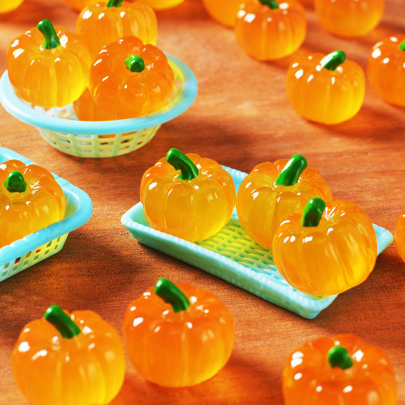อุปกรณ์ตกแต่งทรงผม Halloween แบบฟักทอง ขนาดเล็ก ลายเรซิ่นแบนเรืองแสง 5 ชิ้น