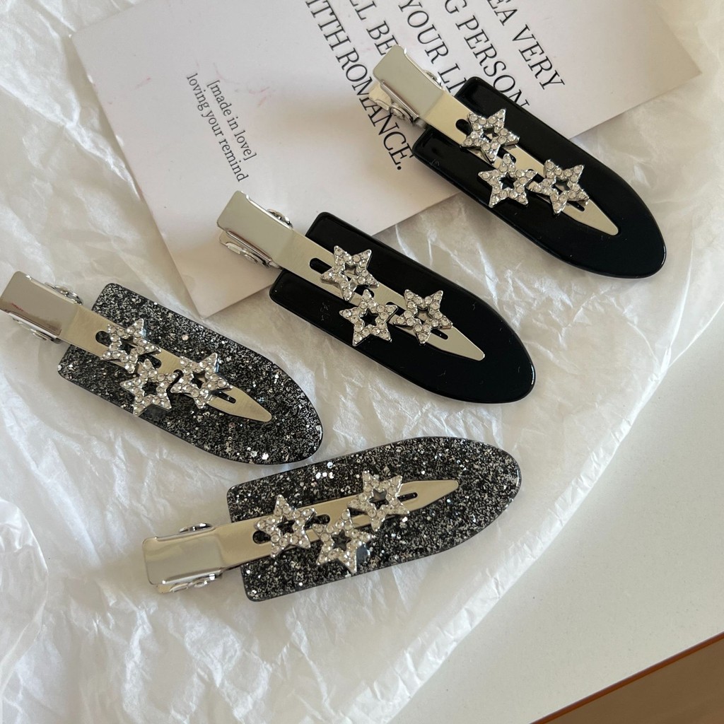 Mouga/Flash Diamond Star คลิปไม่มีรอยต่อ Acetate Fine Flash กิ๊บติดผมแต่งหน้า Duckbill คลิป Retro แฟชั่น Bangs คลิป Hairpin อุปกรณ์เสริมผม