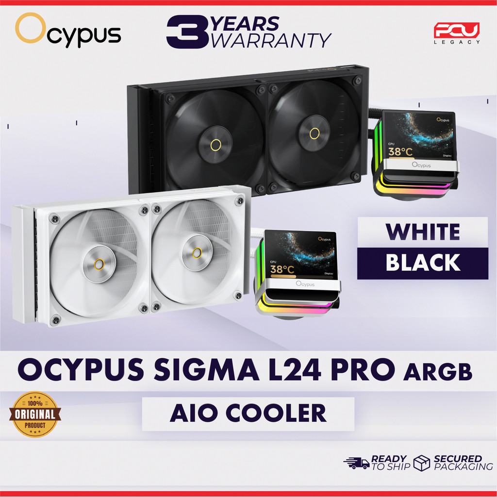 OCYPUS SIGMA L24 PRO 240MM AIO LIQUID COOLER พร้อม 3.5 INCH IPS DISPLAY - สีดํา / สีขาว