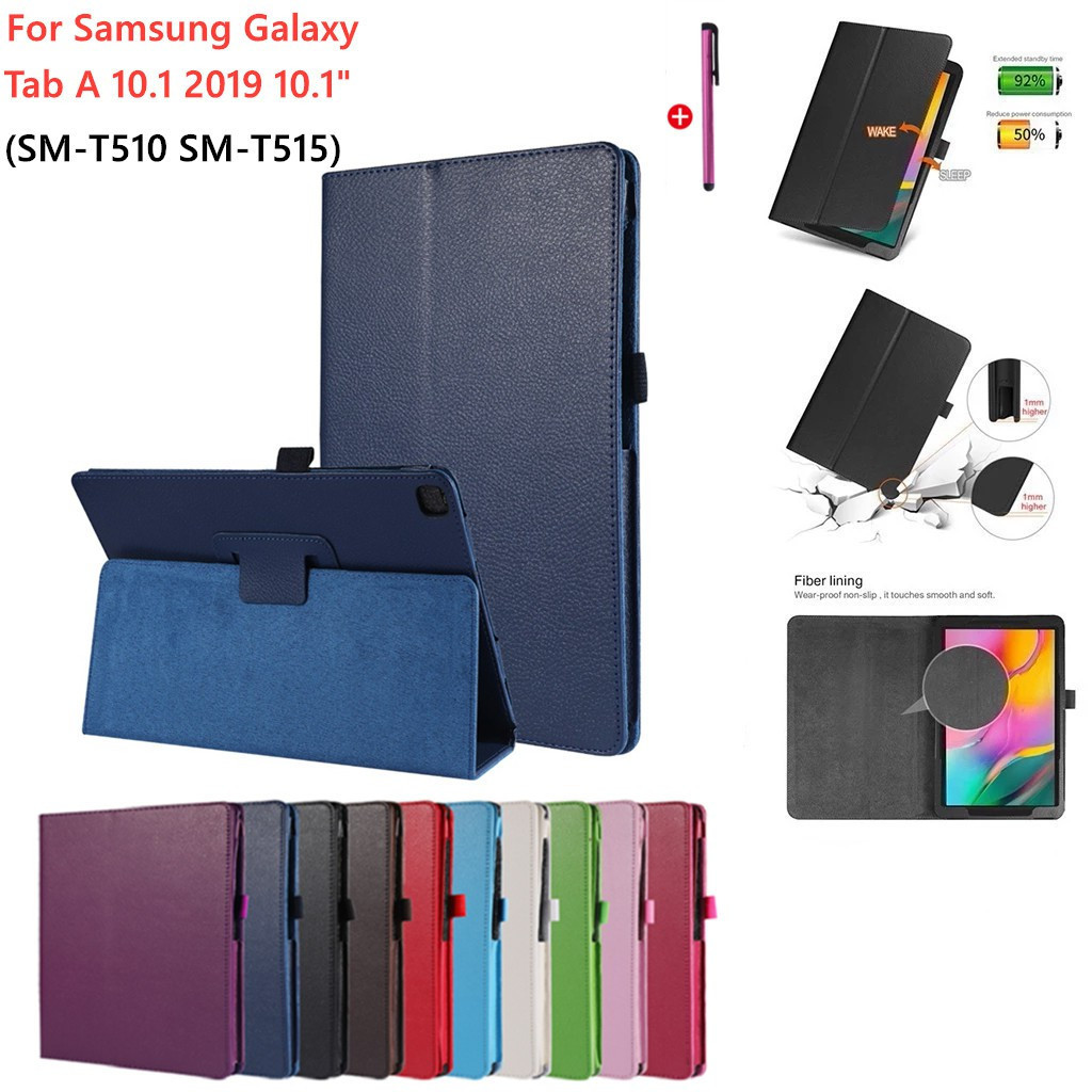 ฝาครอบแท็บเล็ตสําหรับ Samsung Galaxy Tab A 10.1 2019 SM-T510 T515 PU หนัง Folio ขาตั้งกันกระแทกฝาครอบ