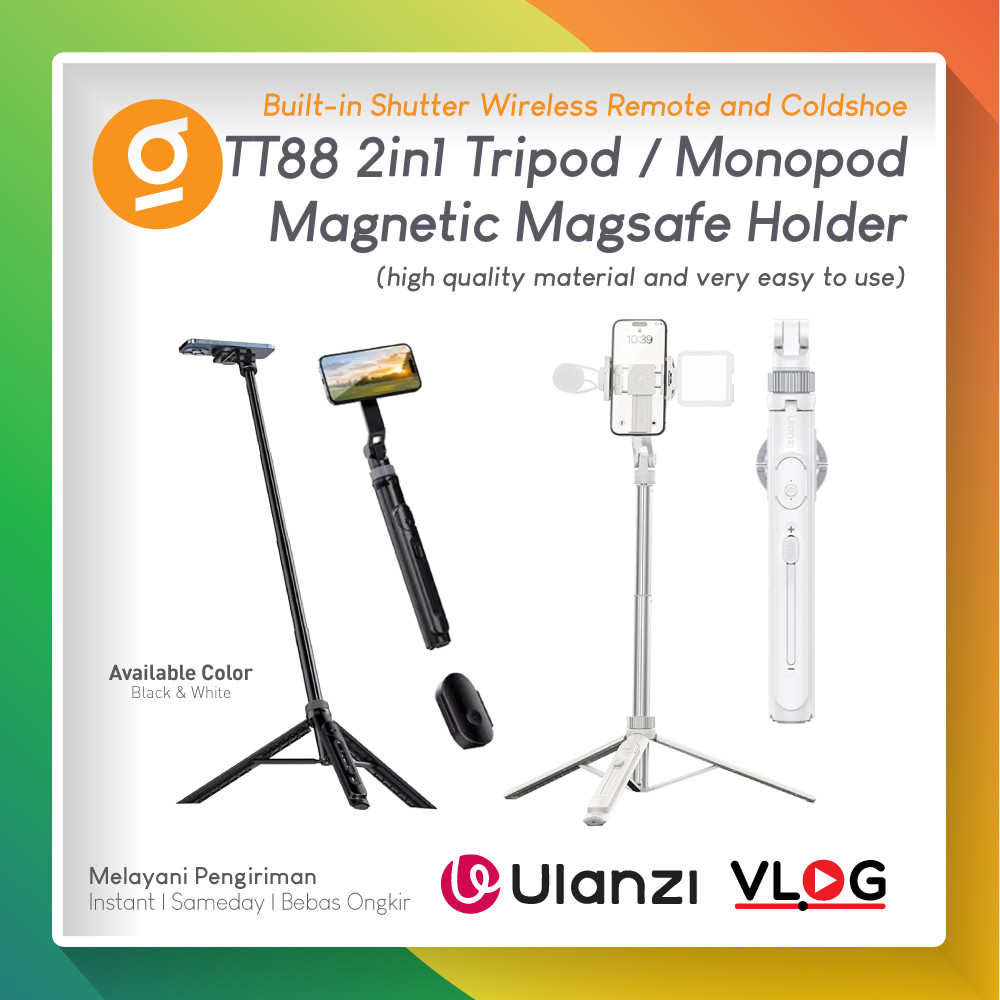 ULANZI TT88 Magnetic 4in1 Overhead ขาตั้งกล้อง Selfie Stick สําหรับสมาร์ทโฟน Magsafe/คลิป HP พร้อมรี