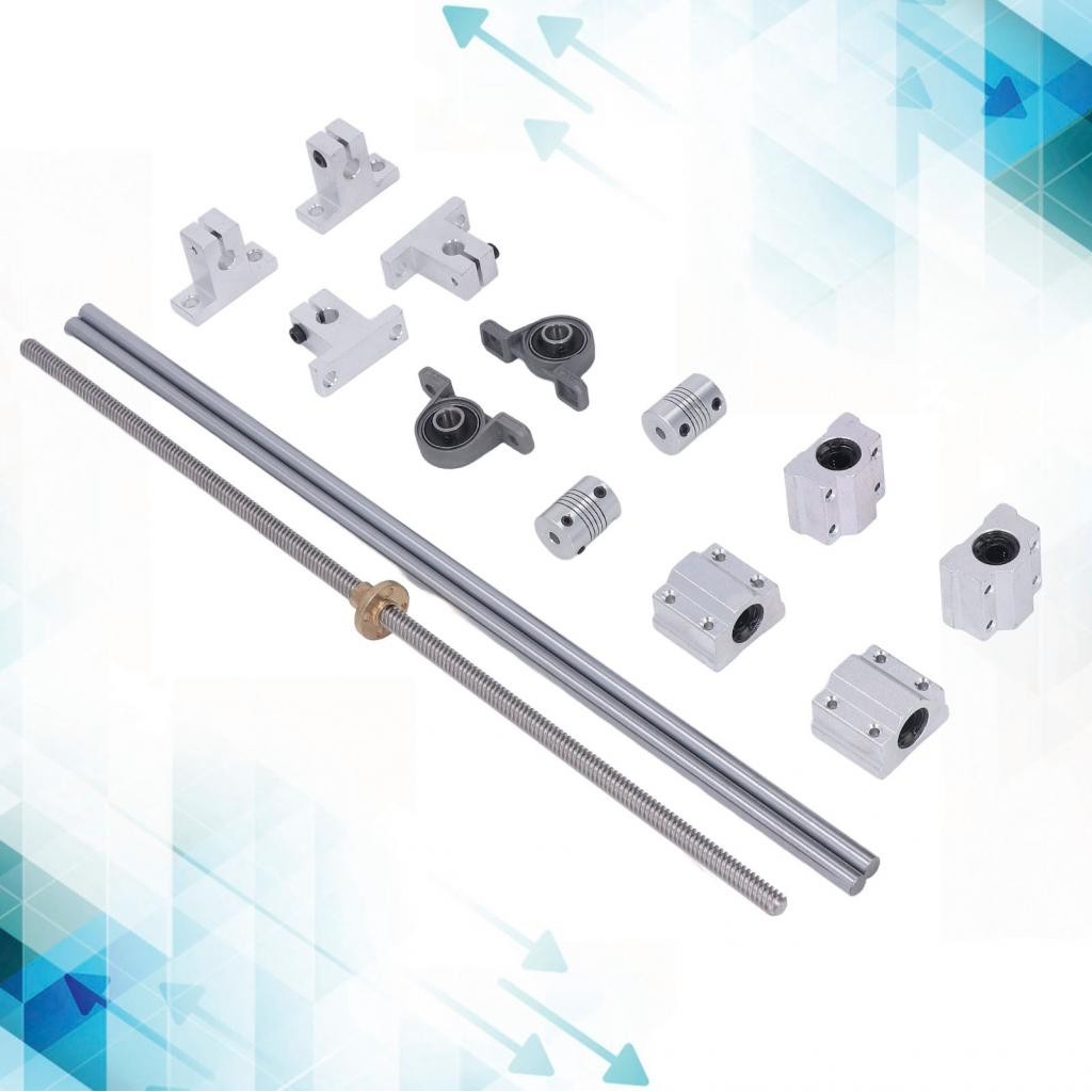 Hilitand T8 สกรูชุด 400 มม.Axes Rail Shaft สนับสนุนหมอนแบริ่งบล็อกสําหรับ 3D เครื่องพิมพ์
