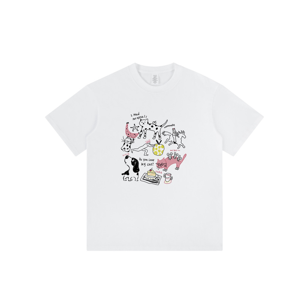 เสื้อยืด Graffiti Top 2025 ฤดูร้อน 2024 Hand-Painted สนุกหลวมอายุลดครึ่งแขนเสื้อใหม่สบายๆสไตล์ใหม่รอ