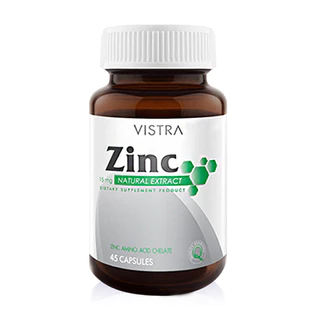 Vistra Zinc 15mg 45 Capsules ผลิตภัณฑ์เสริมอาหารซิงก์ 15มก. จากวิสทร้า.