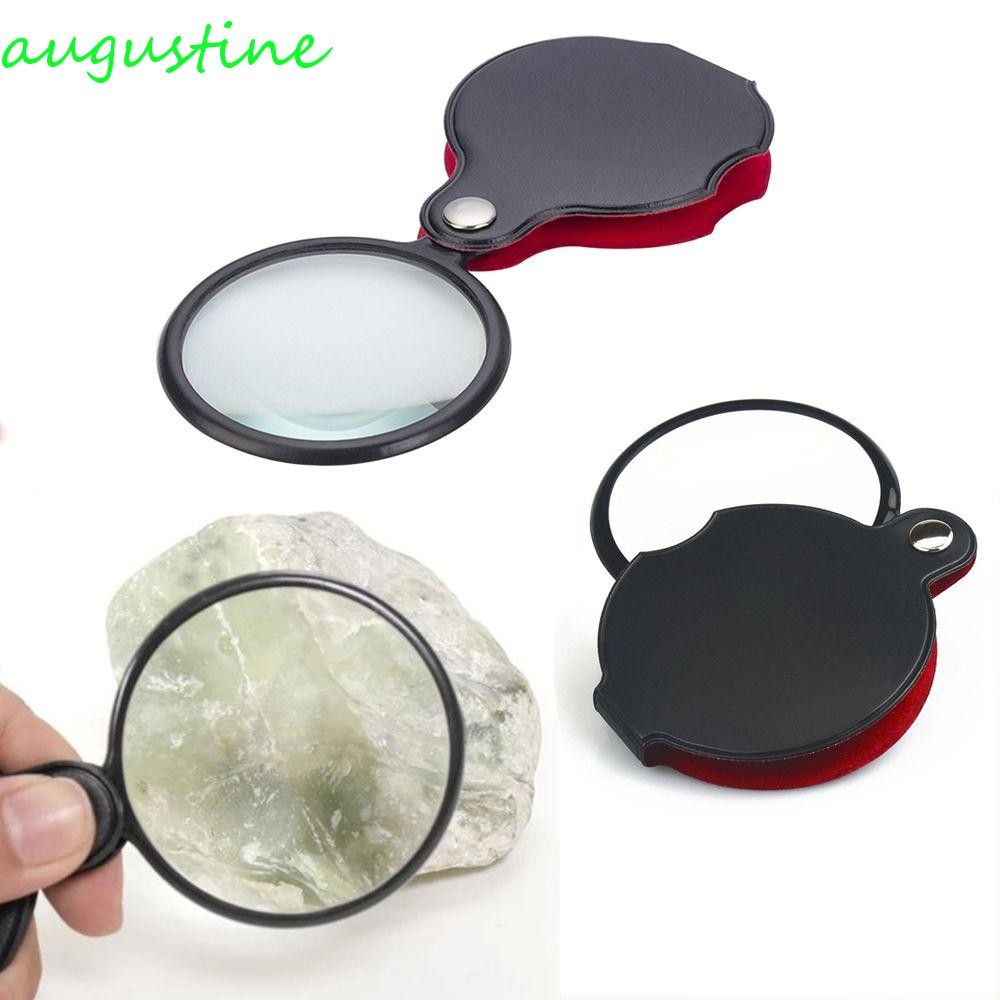 AUGUSTINE แว่นขยายแบบพกพา 8x เครื่องประดับอ่านหนังสือพิมพ์มือถือ 50 มม. Loupe