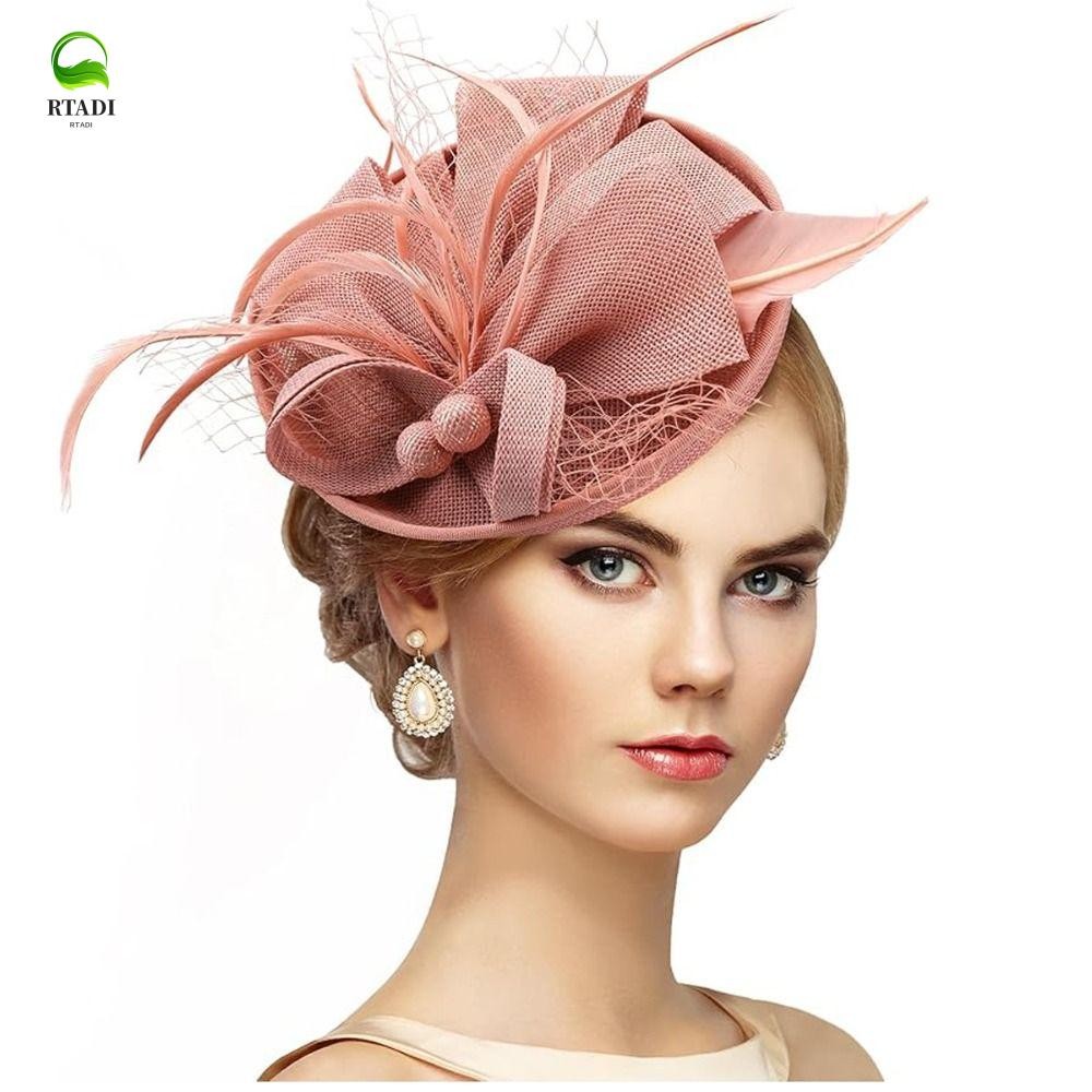 Feathers Fascinator หมวกประดับขนนกสำหรับเจ้าสาวและงานเลี้ยง พร้อมยางรัดผมและตาข่ายหรูกว่าที่เคย