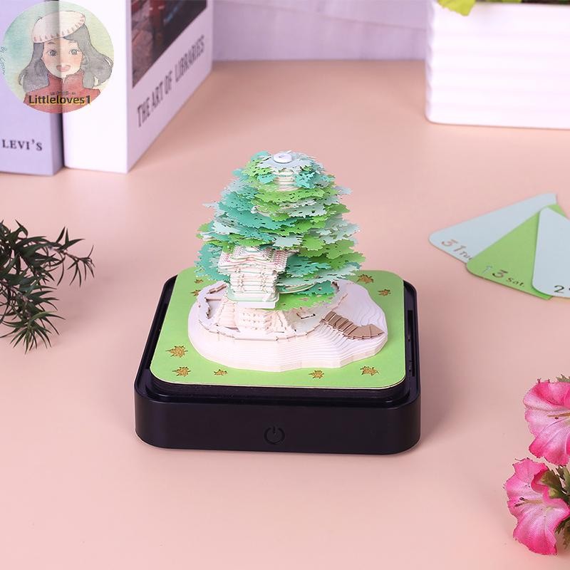 Littlelove Time Piece ปฏิทิน 2026 ปฏิทินตั้งโต๊ะพร้อมไฟ LED 3D ปฏิทินฉีกขาดกระดาษแกะสลัก Art Pad Notepad ของขวัญสําหรับคริสต์มาสพิธีขึ้นบ้านใหม่เดสก์ท็อปตกแต่ง TH - รูปที่ 5