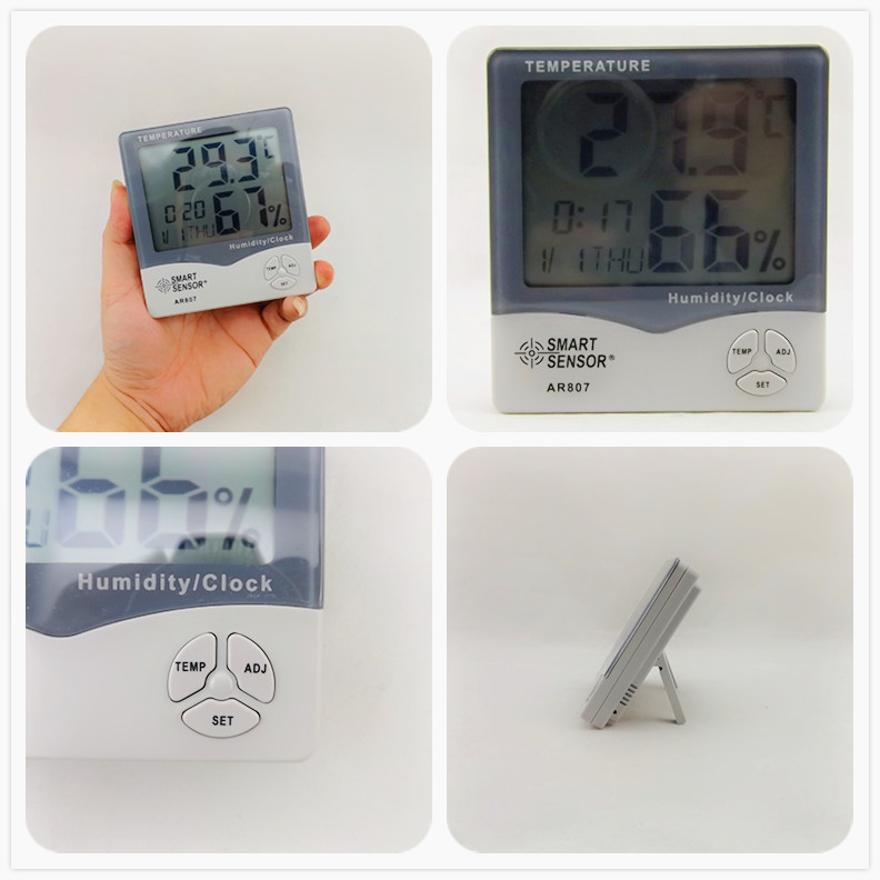 AR867 เครื่องวัดความชื้นอุณหภูมิคู่ในครัวเรือนพร้อมเครื่องมือวัดความชื้นอุณหภูมิโพรบภายนอก AR807
