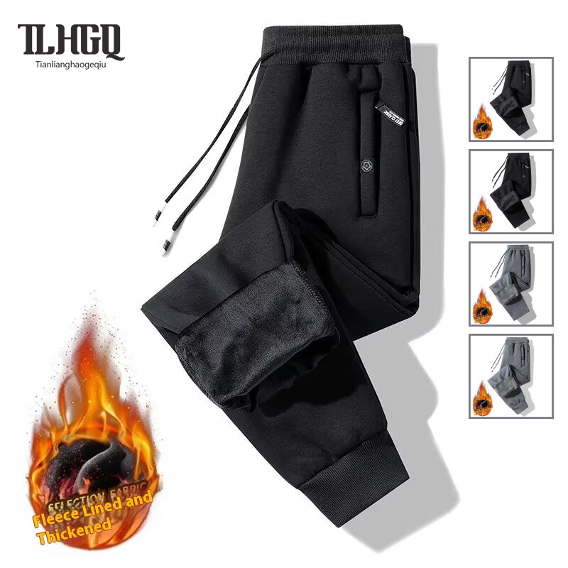 TLHGQ อบอุ่นสบาย กางเกงขายาวกันหนาวบุขนสําหรับวัยรุ่น-ชุดลําลองที่ทนทานและสวมใส่สบาย