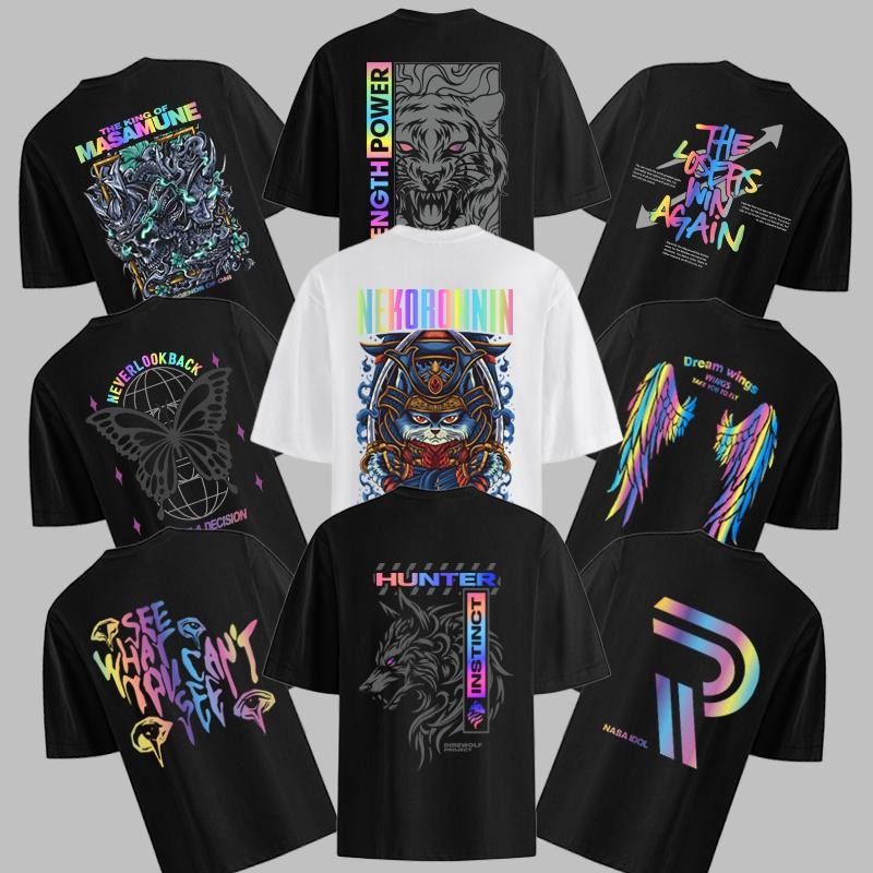 Luminous สะท้อนแสงเด็ก NASA IDOL เสื้อยืด Top Oversize เสื้อยืดผู้ชายสีขาวผู้ใหญ่ Distro แขนสั้น Coo