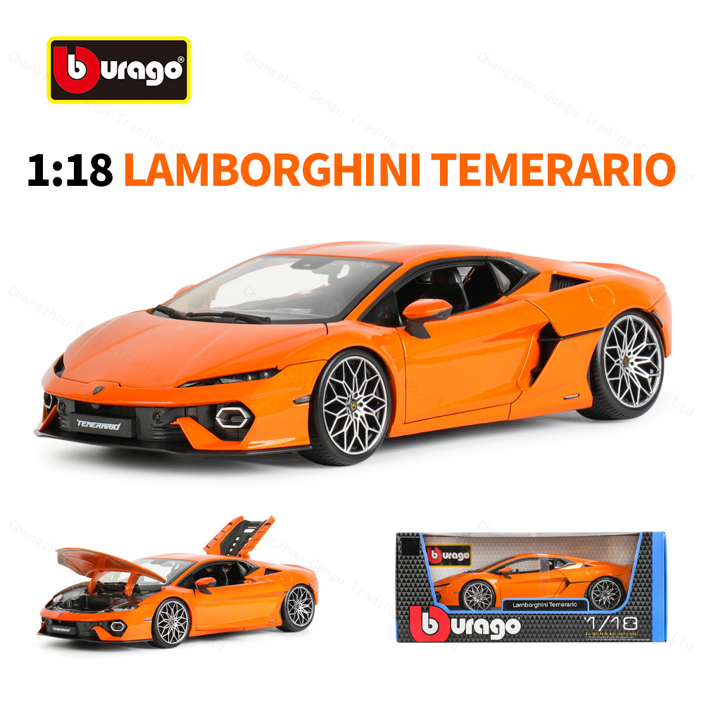 Bburago 1:18 Lamborghini Temerario รถสปอร์ต Static จําลอง Die Cast ยานพาหนะสะสมรถของเล่น