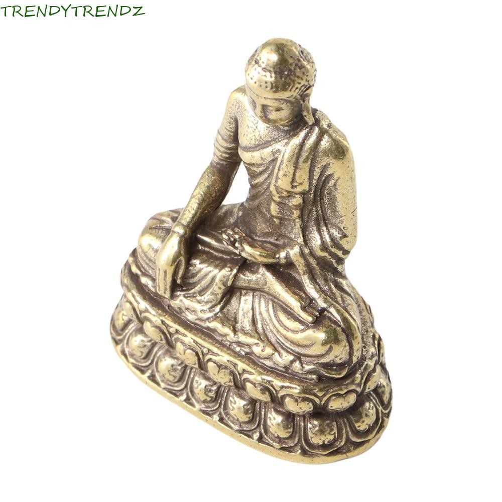 TRENDY TRENDZ รูปปั้นศากยมุนีสําหรับคอลเลกชันตกแต่งรถทองเหลืองบริสุทธิ์มินิโบราณบูชาโบราณไมโครแกะสลั