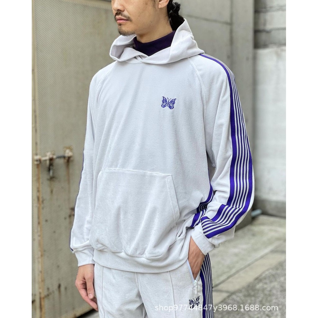 Needles track Velvet Embroidery High-End Draped Loose Sweatshirt Hoodie Couple Jacket