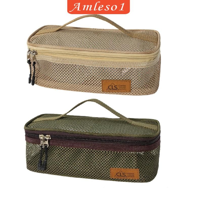 [Amleso1] Camping Utensils Storage Tote Bag สําหรับส้อมและช้อนพร้อม Travel Organizer