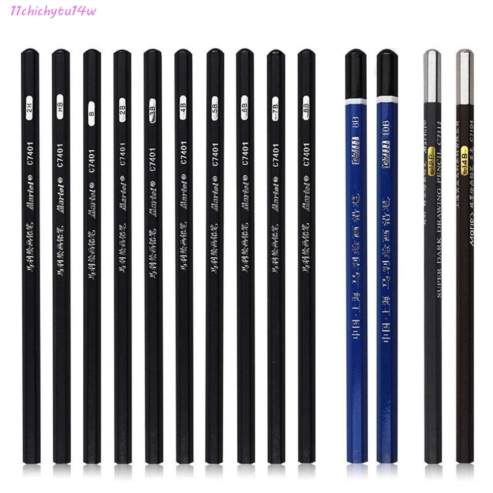 CHICHYTU14W 12 ชิ้นดินสอ 3B 4B 5B 6B 12 ชิ้น/กล่อง Professional 12B 14B Art เครื่องเขียนดินสอสีดํา 2