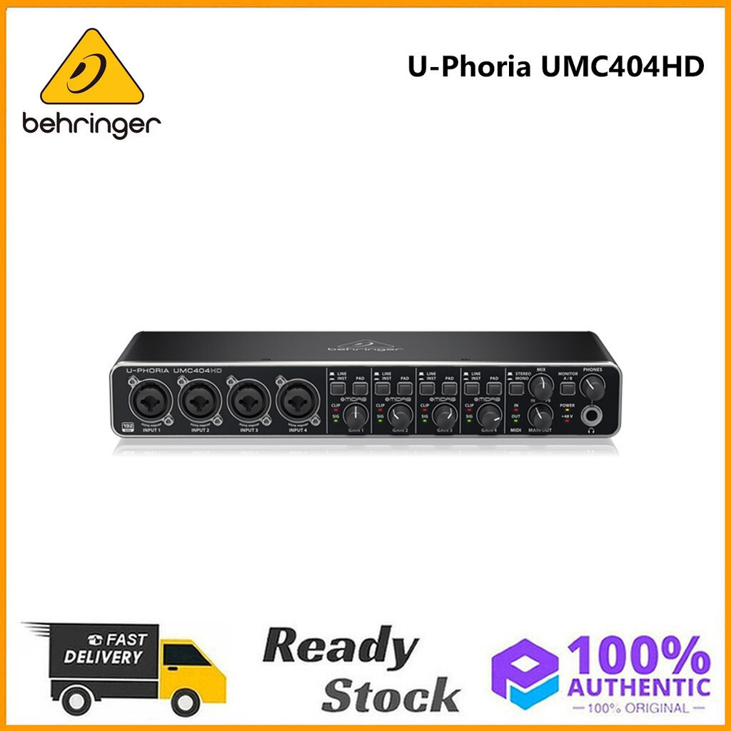Behringer UPhoria UMC404HD Audiophile 4x4 24Bit/192 kHz USB Audio/DI Interface พร้อม das c Preamplif