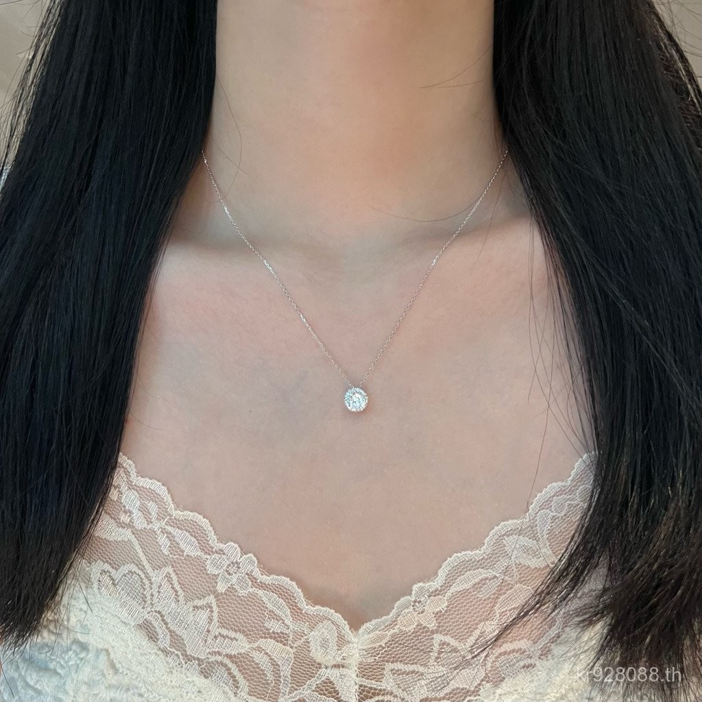 สร้อยคอหรูหราสำหรับหญิง s925 กะรัตเดียว Moissanite Four White Moonlight เป็นของขวัญเงินสเตอร์ลิงที่เ