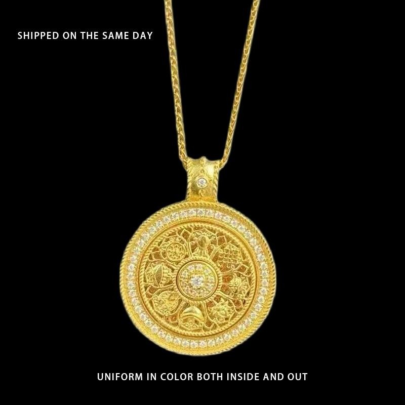 แปดสมบัติเข็มทิศจี้เวียดนาม Gold-Plated High-End สีทึบสร้อยคอ High-End จี้น้ําหนัก 15.7g ขนาดปกติ (X