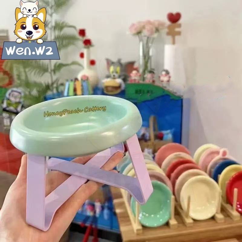 wen.W2 ชามใส่อาหารสัตว์พร้อมขาตั้ง ช่วยป้องกันกระดูกสันหลัง ชามอาหารสัตว์ทรงสูง