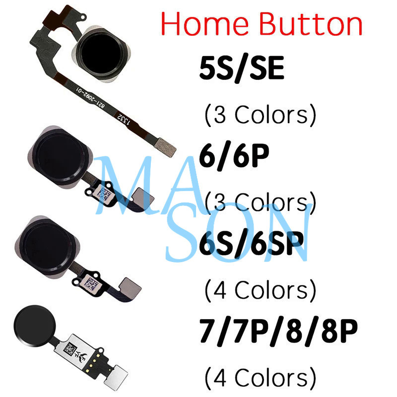 ปุ่มบ้าน Flex สําหรับ 5s 6 6P 6s 7 7P 8 Plus เมนู Homebutton หลัก Key Flex Cable Replacement