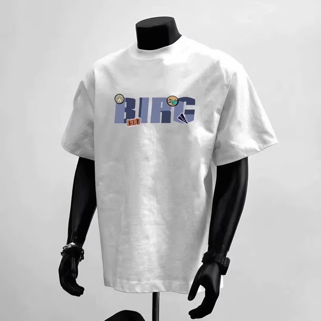 2025 NEW 2025 Summer New Unisex Heavyweight Pure Cotton Short Sleeve T-Shirt Trendy Round Neck Loose