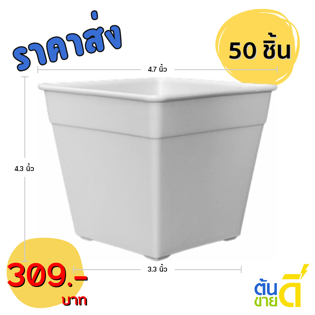 กระถาง กระถางแคคตัส กระถางสี่เหลี่ยม ขนาด 5 4.6 นิ้ว ขั้นต่ำ 50 ใบ ชิ้น อัน