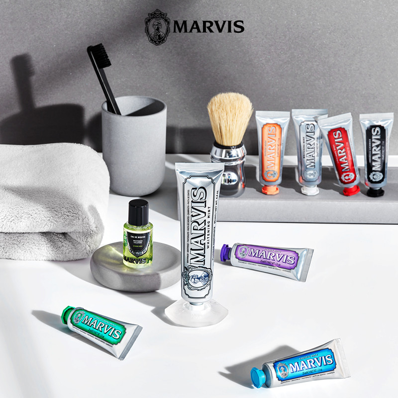 Marvis Marvis Mint Toothpaste แบบพกพา 25ml ไวท์เทนนิ่งลบสีเหลืองอิตาลีต้นฉบับนําเข้า Marvis