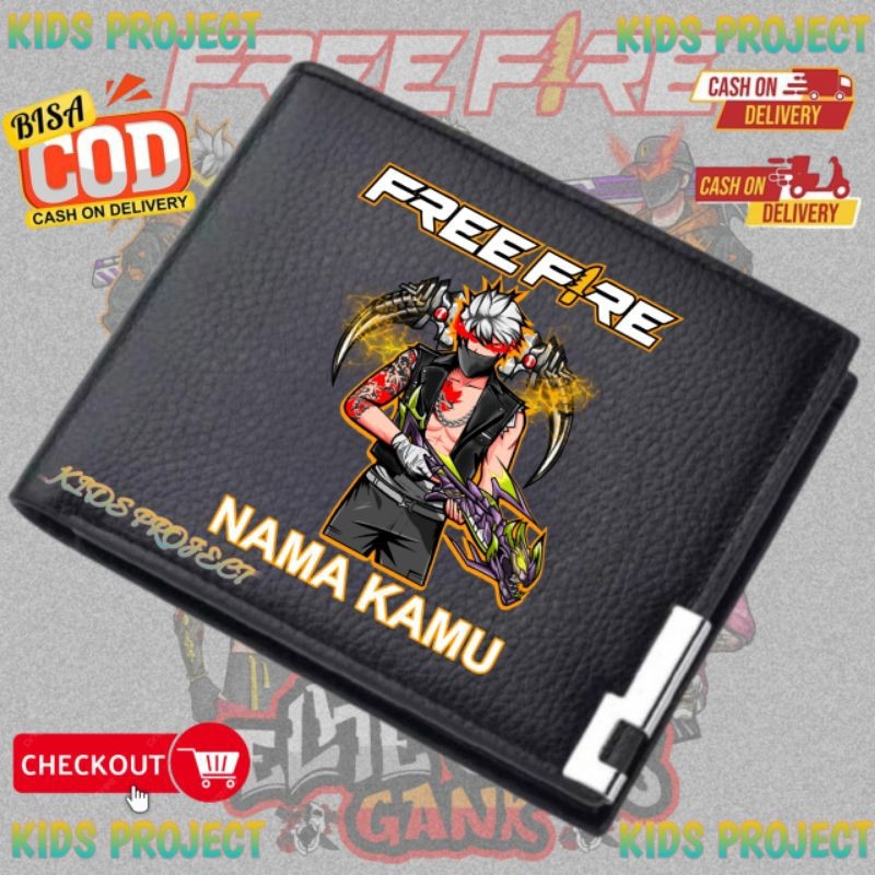 กระเป๋าสตางค์เด็ก Free Fire FF Freefire พร้อมตัวอักษร FIRE ฟรี - กระเป๋าสตางค์แบบพับได้สําหรับเด็กคุ