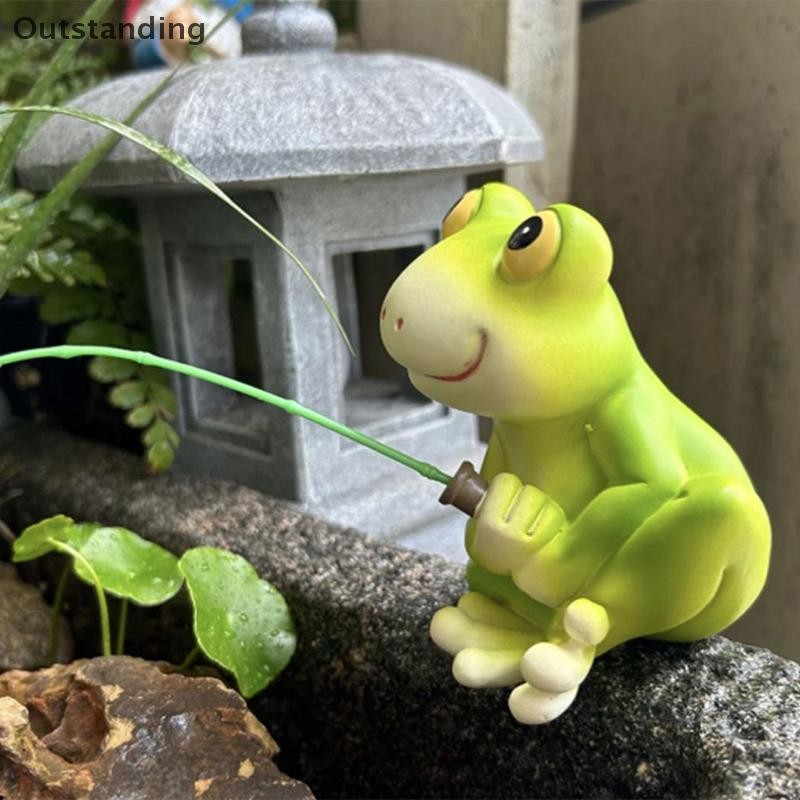 ที่โดดเด่นสร้างสรรค์กบตกปลาหุ่นสัตว์ประติมากรรมสําหรับสวนตลกกลางแจ้งภูมิทัศน์รูปปั้นสัตว์หุ่นเครื่องประดับสะสมใหม่