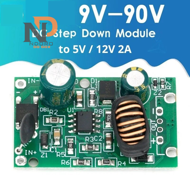 DC 9V 12V 24V 36V 48V 72V 84V 90V ถึง 5V 2A 12V 2A ขั้นตอนลงโมดูลแหล่งจ่ายไฟ dc dc converter Non-iso