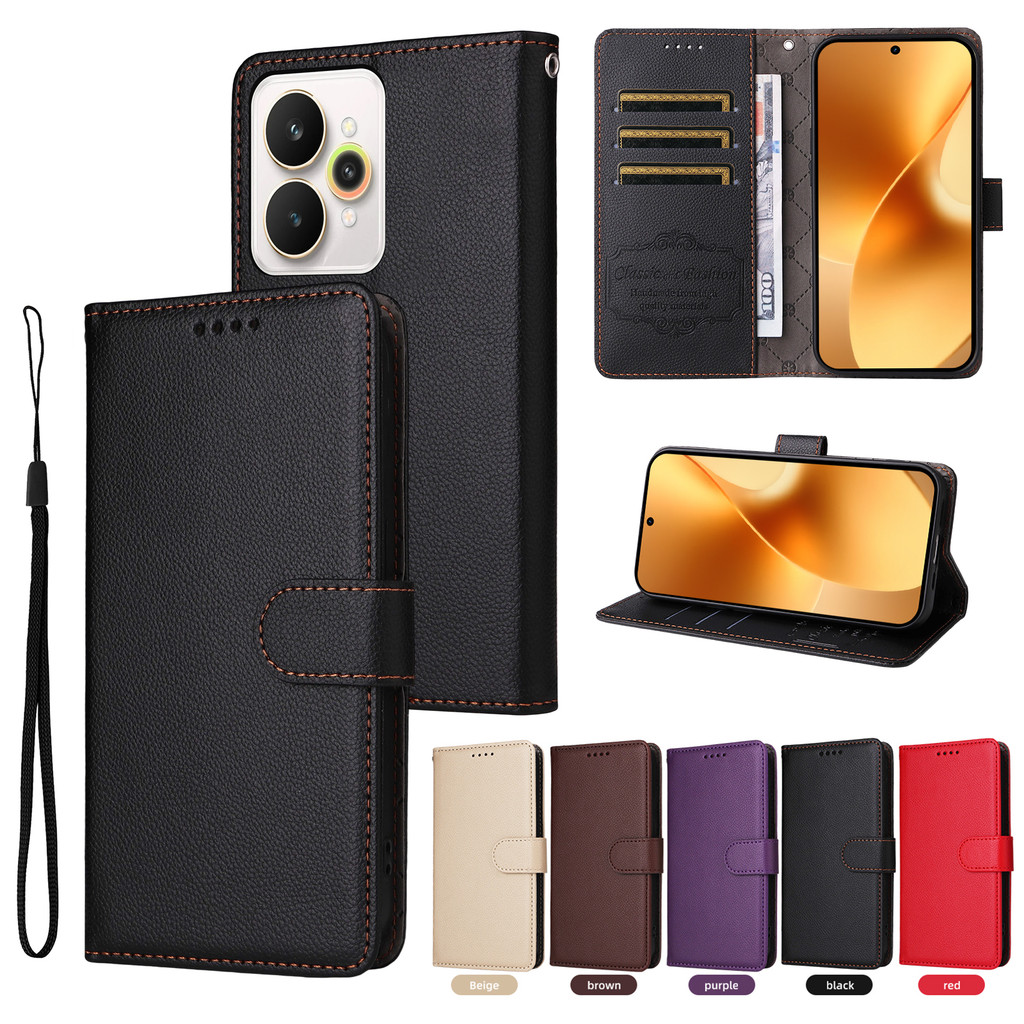 คลาสสิกกระเป๋าสตางค์หนังปลอก OPPO Reno 14 Pro 14F 13 Pro 13F 13FS 12F 12FS 11F Realme C71 C73 P1 Pro