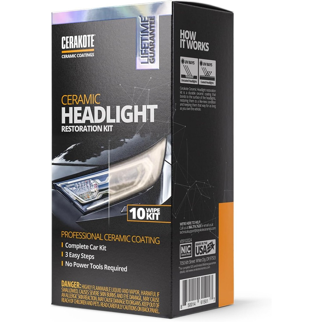 CERAKOTE® Ceramic Headlight Restoration Kit – Guaranteed To Last As Long As You Own Your Vehicle – B