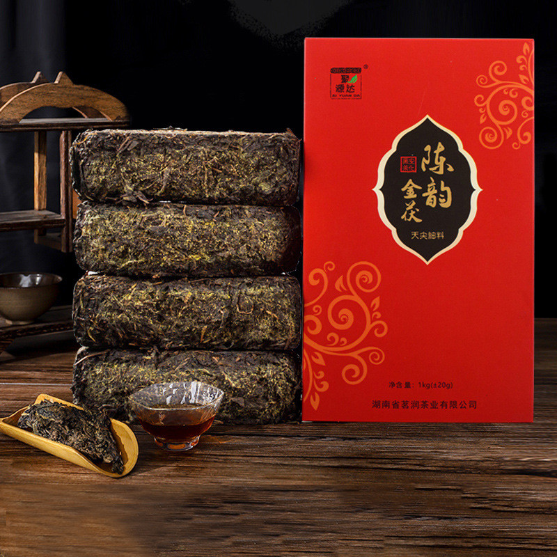 ชาดํา Hunan Anhua ชาอิฐ Fu ดอกไม้สีทองแท้ 2017 Anhua ชาดําชาดํา 1 กก. G60B