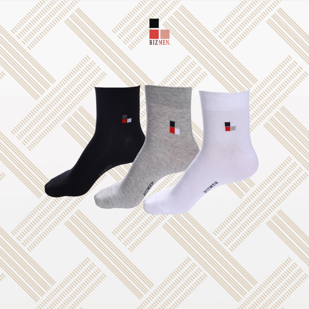 COMBO of 3 Aristino Bizmen BSC003EDP02 ถุงเท้าคอเต่าผู้ชายต้านเชื้อแบคทีเรียและดับกลิ่นที่เหนือกว่า