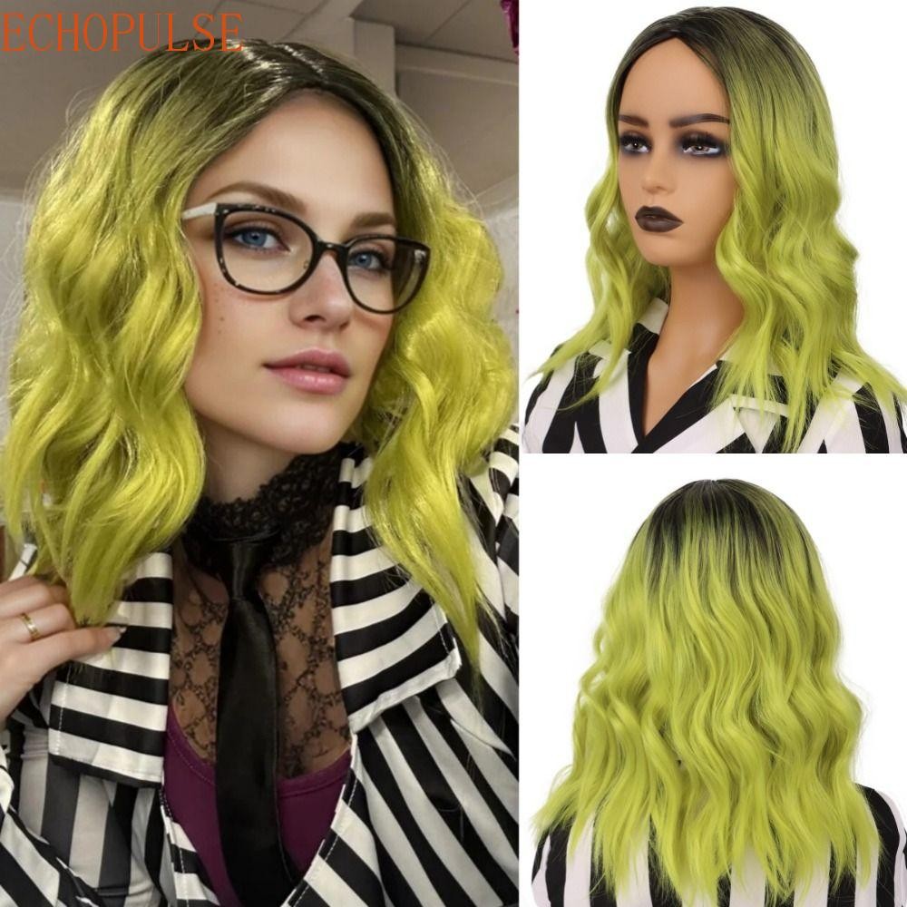 วิกผมคอสเพลย์ HALLOWEEN สีเขียวOMBRE ทำมาจากขนสังเคราะห์ทนความร้อน