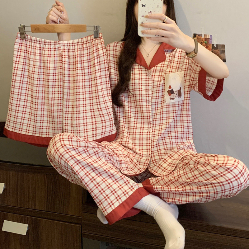 PAJAMAS PARTY ชุดนอนเกาหลี ชุดเซ็ท3ชิ้นขายาว ชุดนอนผ้านิ่มใส่สบาย 🐽 มีหลายไซต์ อก 30-46 นิ้ว W164 - รูปที่ 4