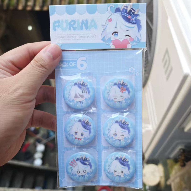 เข็มกลัด Genshin Impact Furina ขนาด 32 มม. สำหรับตกแต่งกระเป๋าและเสื้อผ้า