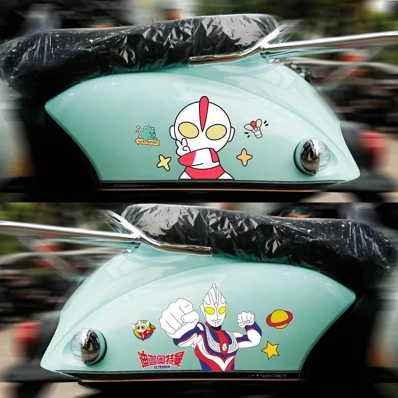 TB Spot Goods#Yadea Niu Aima Motorcycle Electric Scooter Sticker Body Scratch Cover Cartoon Ultraman