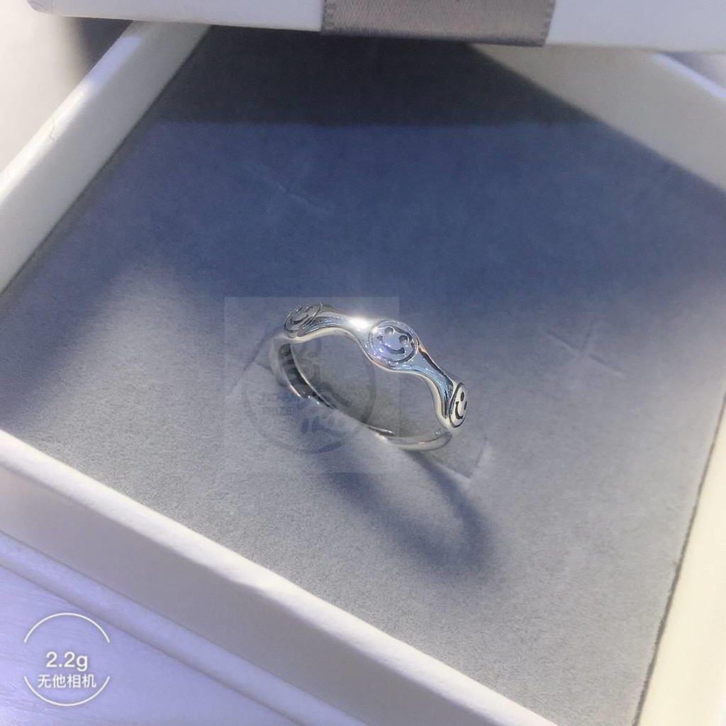 -เบอร์ 2540 925 Silver Vintage Wavy Smiley Ring