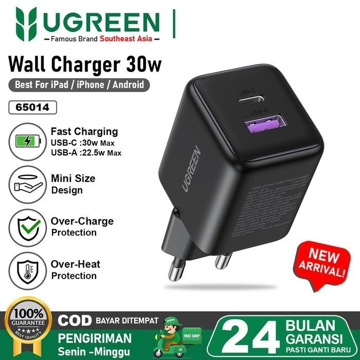 UGREEN หัวชาร์จ USB พอร์ตคู่ A + USB Type C ชาร์จเร็ว 30W 35W - ADP GAN 30W B