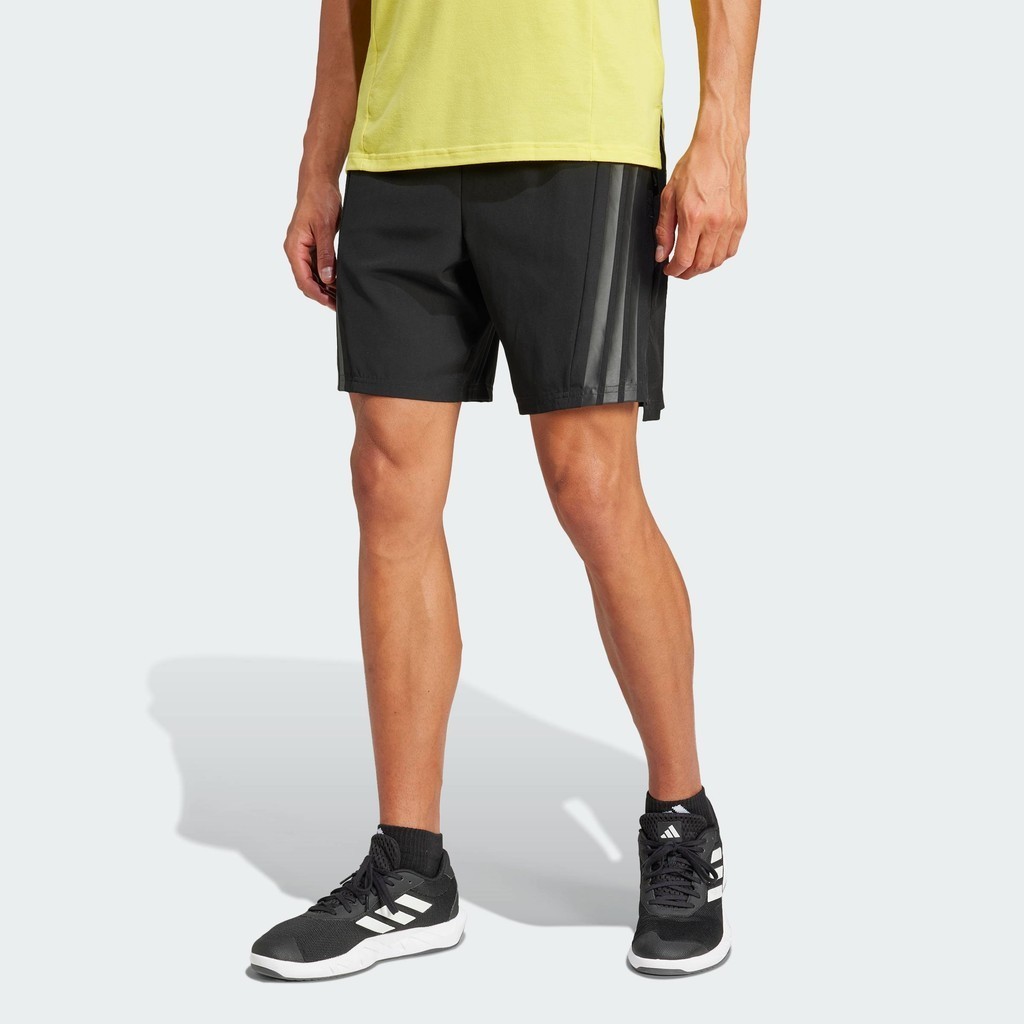 adidas Gym & Training กางเกงขาสั้น Designed-for-Training 3-Stripes ผู้ชาย สีดำ JE5682